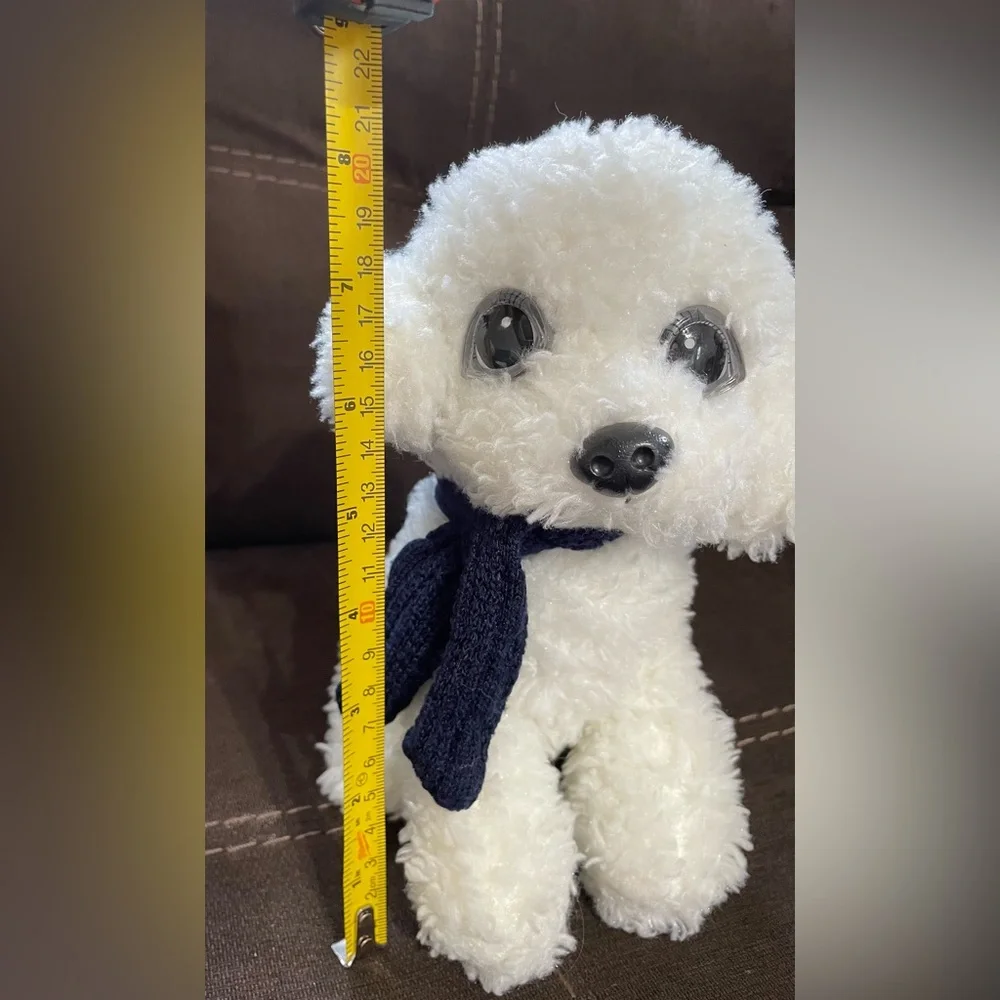 Teddy dog Bichon frise white tender, soft and realistic with scarf